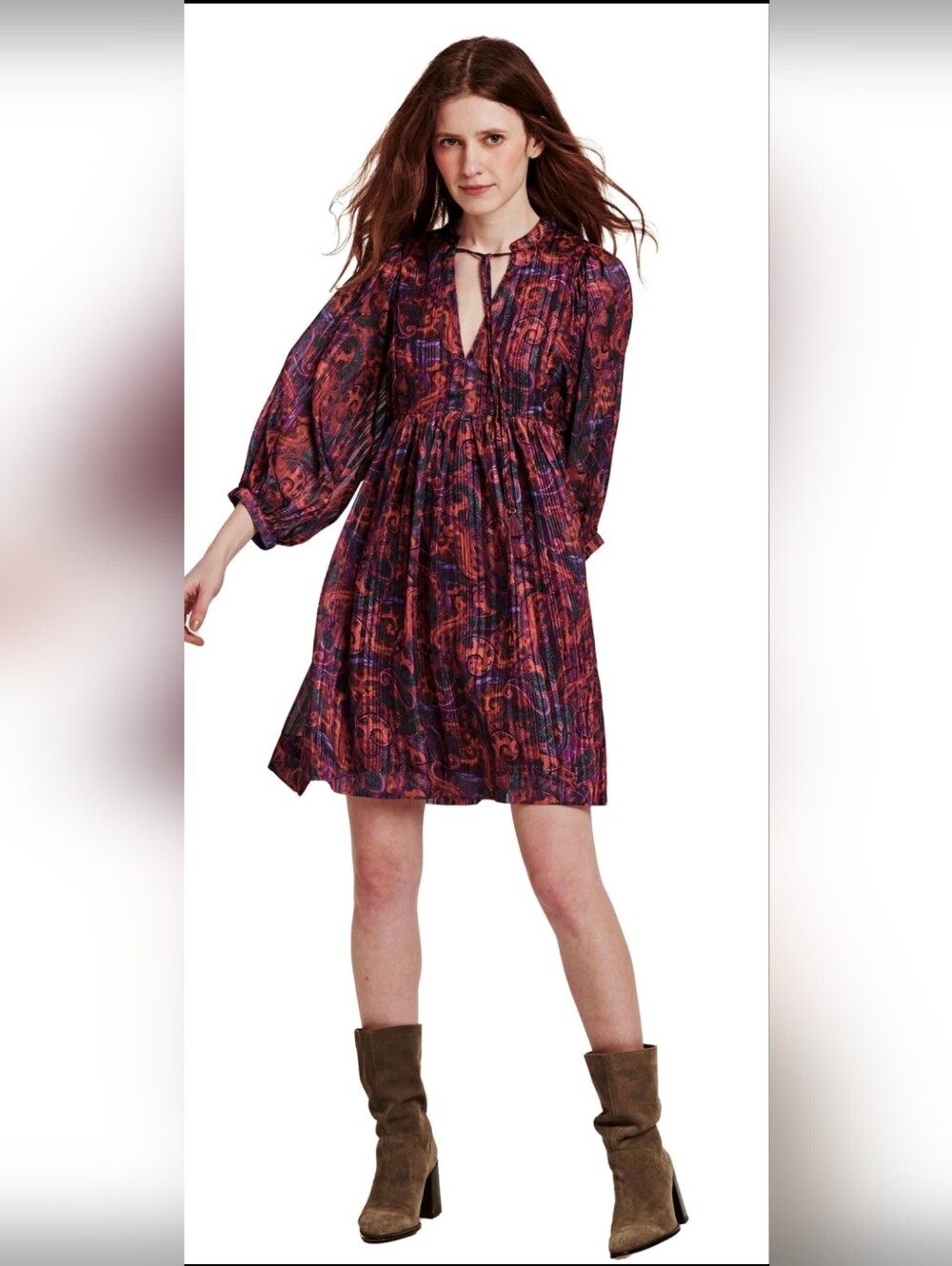 Dear John Paisley Babydoll Dress, Large